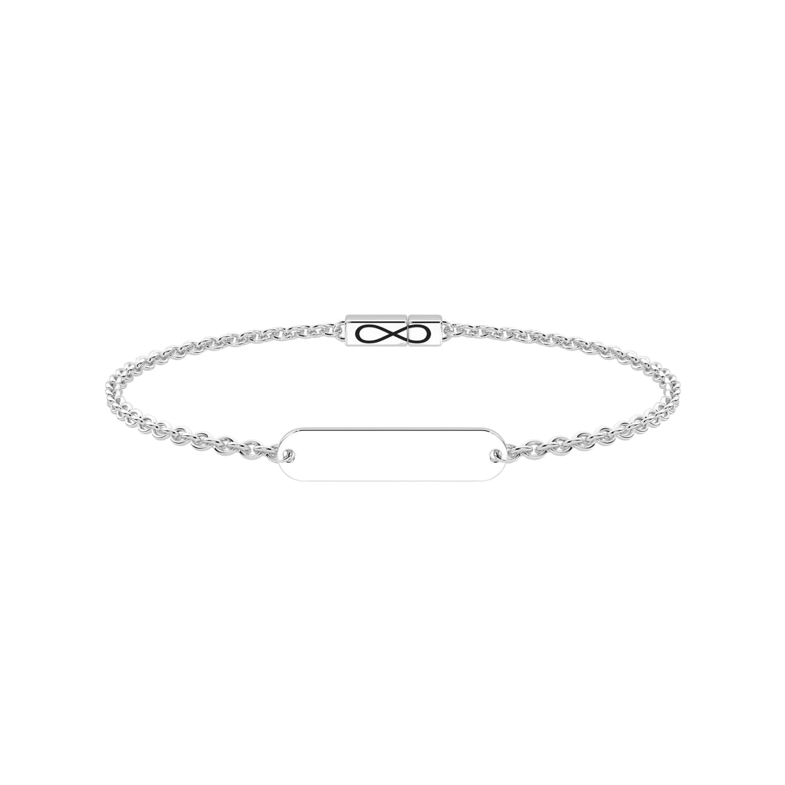 Bracciale Kidult Infinity in acciaio targhetta centrale 16 cm