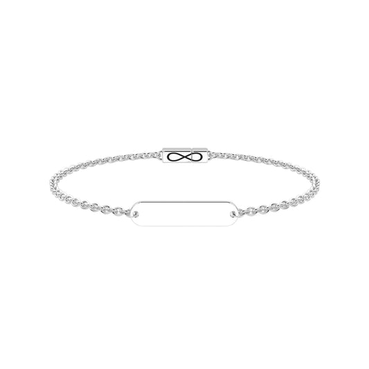 Bracciale Kidult Infinity in acciaio targhetta centrale 16 cm