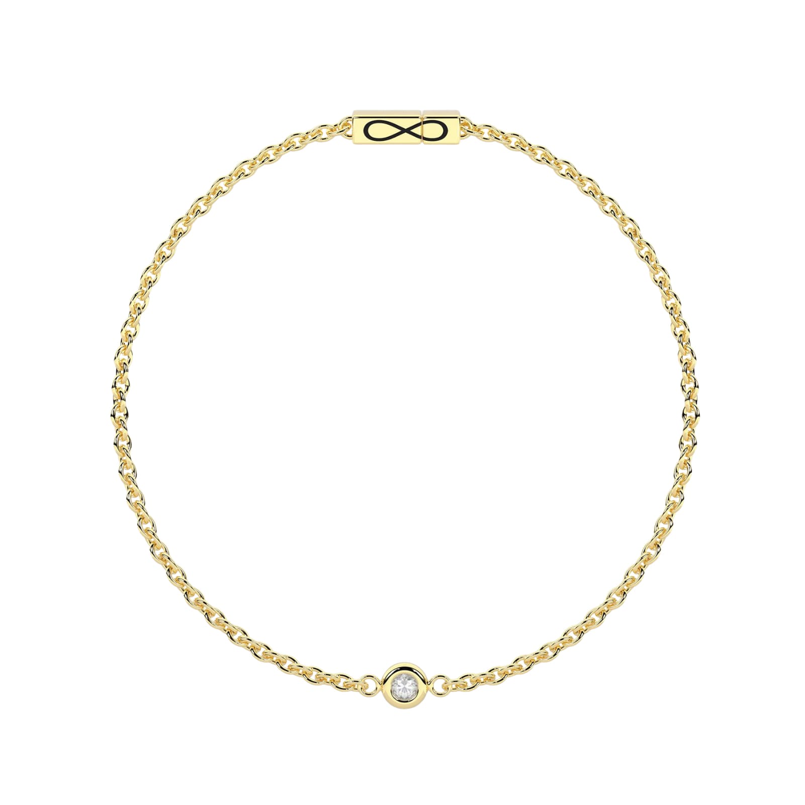 Bracciale Kidult Infinity in acciaio pvd oro diamante lab-grown 16 cm