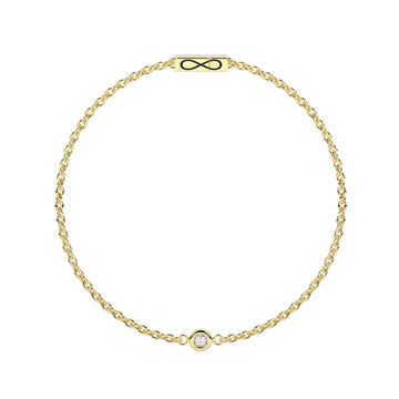 Bracciale Kidult Infinity in acciaio pvd oro diamante lab-grown 16 cm
