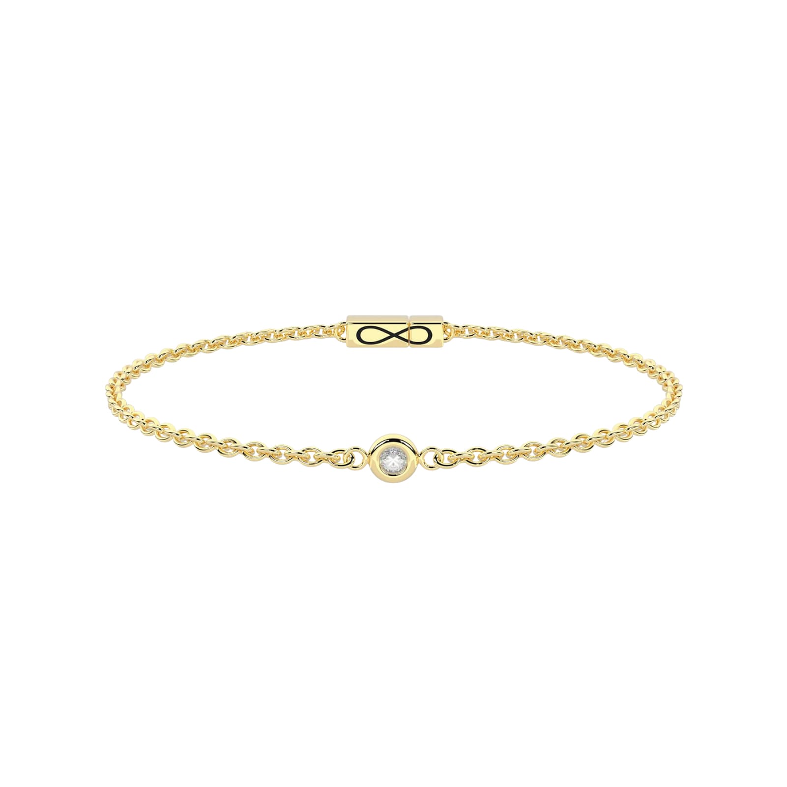 Bracciale Kidult Infinity in acciaio pvd oro diamante lab-grown 16 cm
