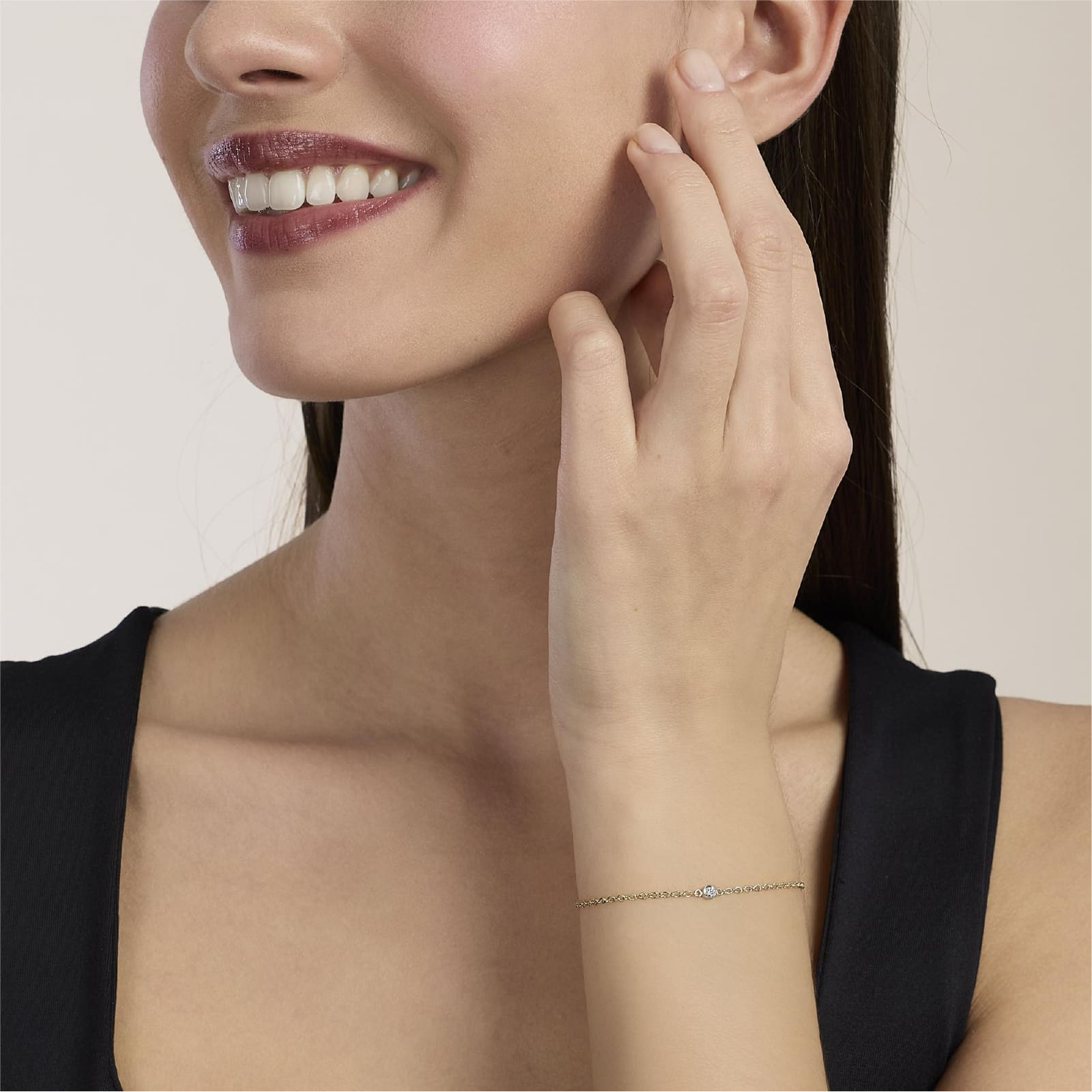 Bracciale Kidult Infinity in acciaio pvd oro diamante lab-grown 16 cm