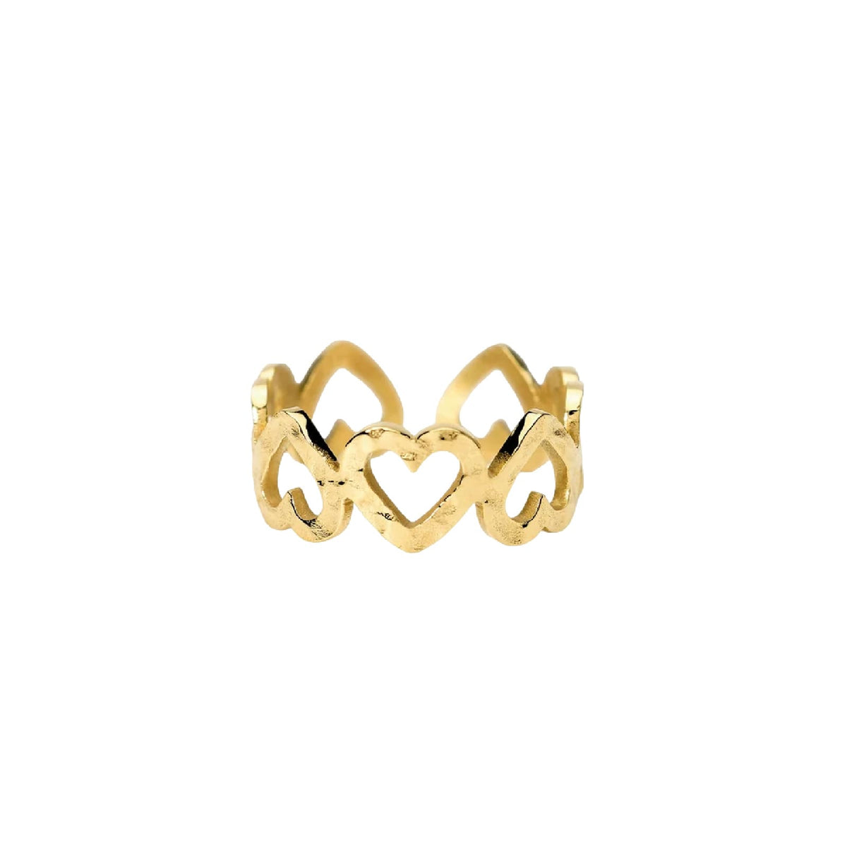 Anello aperto Kidult Style 103 acciaio dorato cuori martellati Regolabile dalla 11 alla 19
