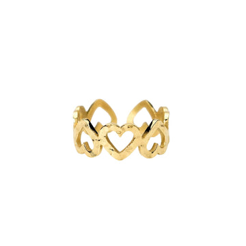 Anello aperto Kidult Style 103 acciaio dorato cuori martellati Regolabile dalla 11 alla 19