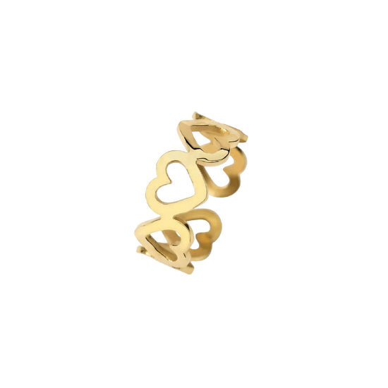 Anello aperto Kidult Style 103 acciaio dorato cuori martellati Regolabile dalla 11 alla 19