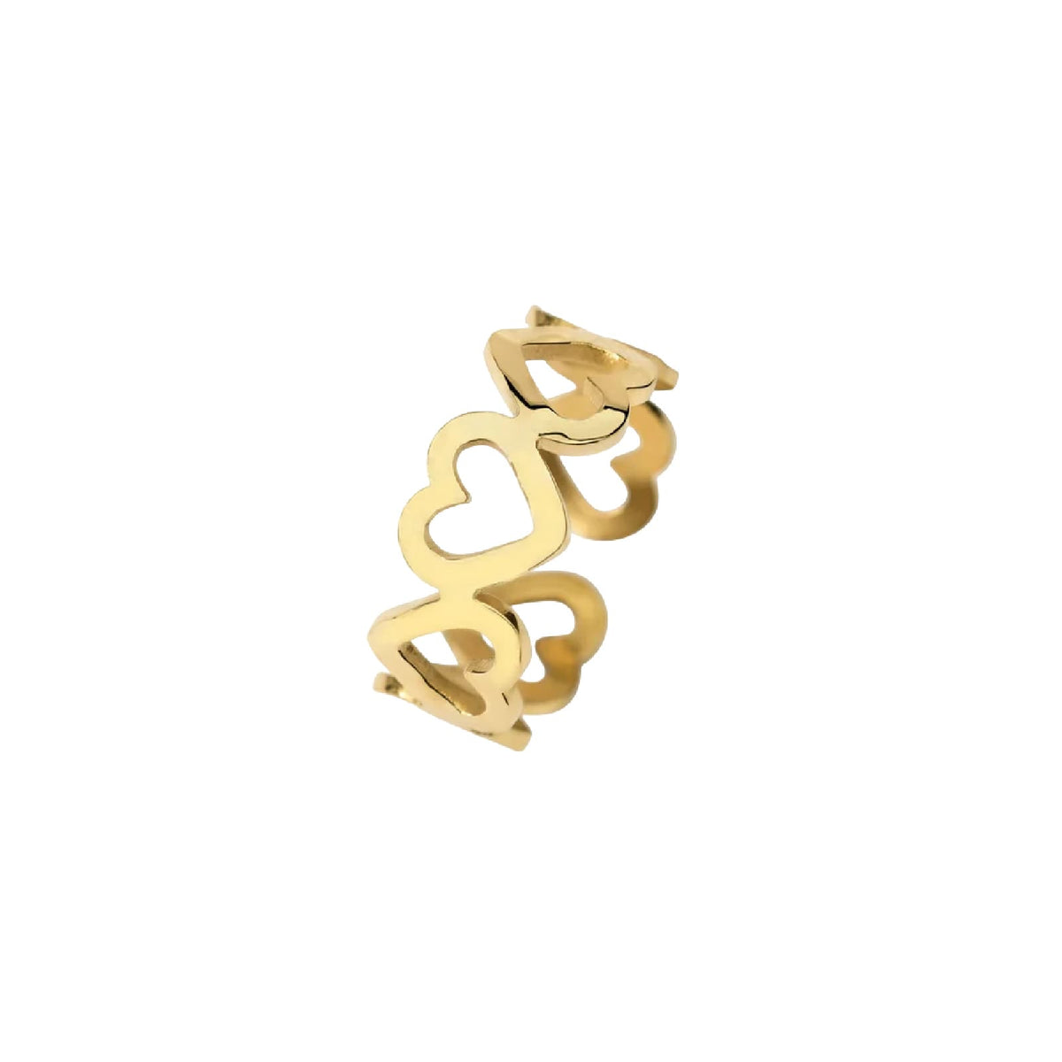 Anello aperto Kidult Style 103 acciaio dorato cuori martellati Regolabile dalla 11 alla 19