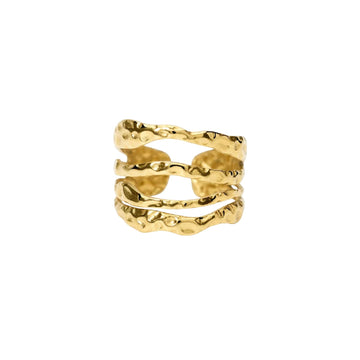 Anello aperto Kidult Style 104 in acciaio dorato martellato Regolabile dalla 11 alla 19