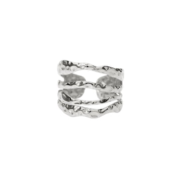 Anello aperto Kidult Style 104 in acciaio martellato Regolabile dalla 11 alla 19