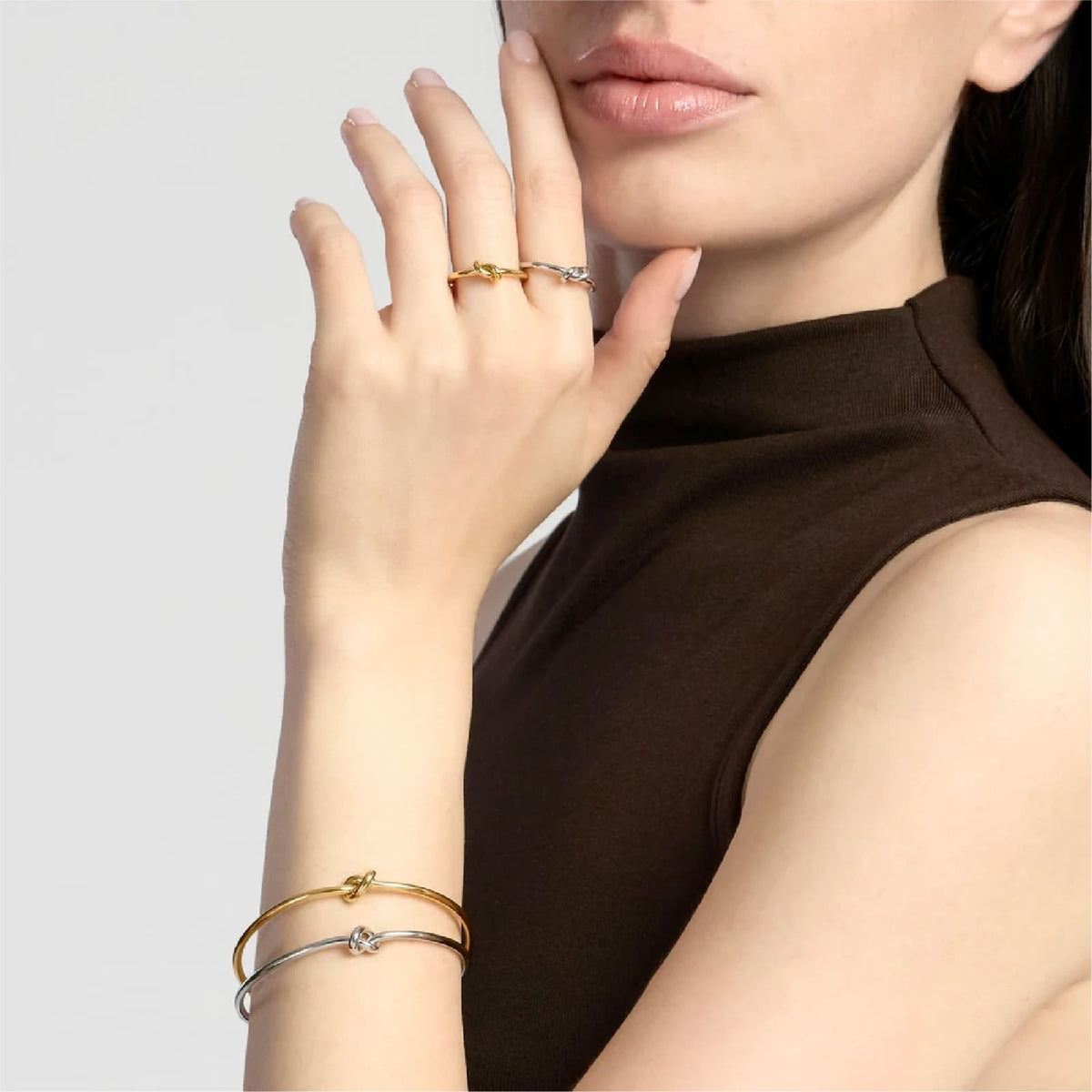 Anello aperto Kidult Style 95 in acciaio con nodo da donna Regolabile dalla 11 alla 19