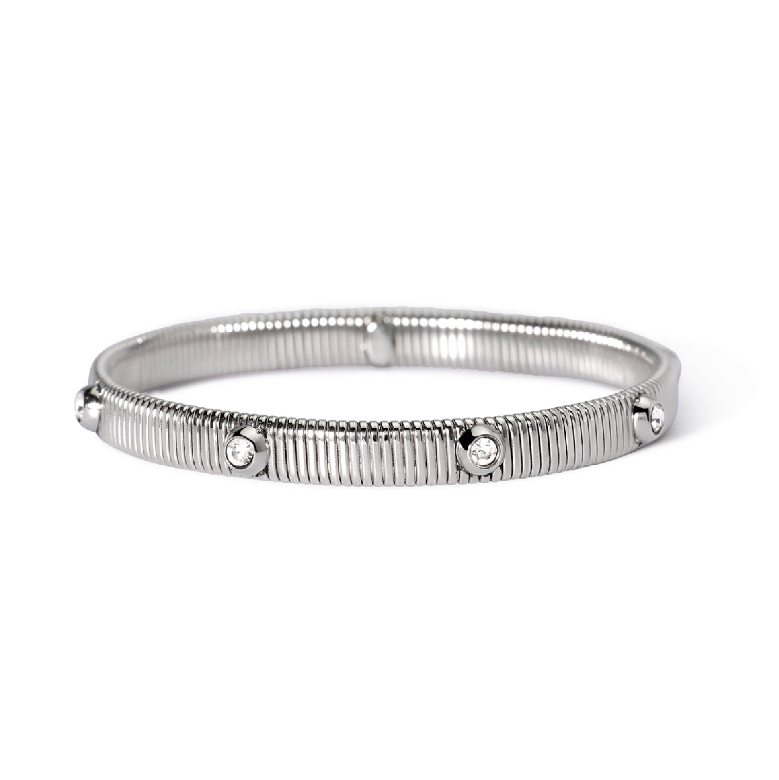 Bracciale rigido Kidult Style in acciaio con cristalli bianchi Rigido