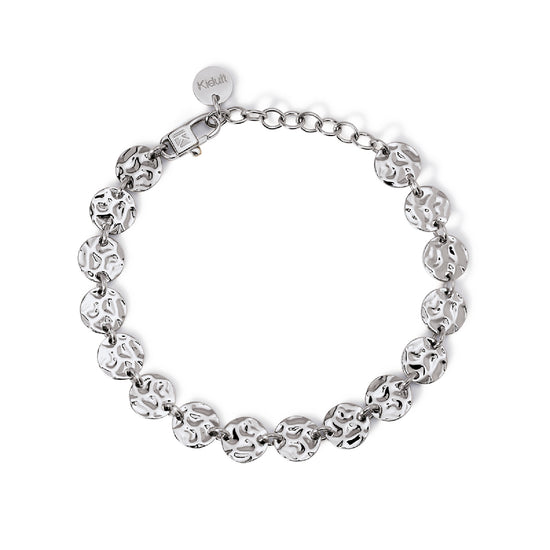 Bracciale catena Kidult Style in acciaio martellato Regolabile 16,5-19 cm