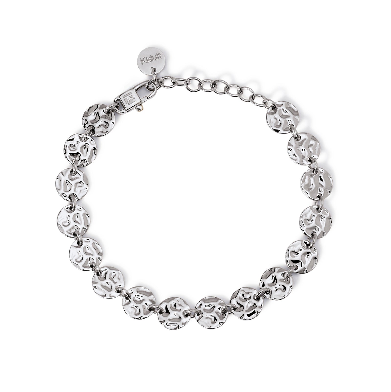 Bracciale catena Kidult Style in acciaio martellato Regolabile 16,5-19 cm