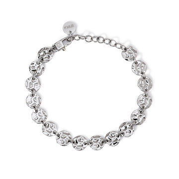 Bracciale catena Kidult Style in acciaio martellato Regolabile 16,5-19 cm