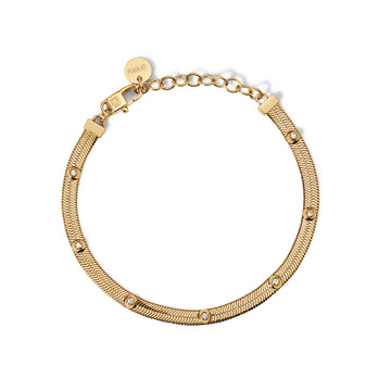 Bracciale catena snake Kidult Style in acciaio oro e cristalli Regolabile 16-18,5 cm