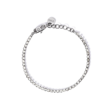 Bracciale tennis Kidult Style in acciaio con cristalli bianchi Regolabile 15,5-18 cm
