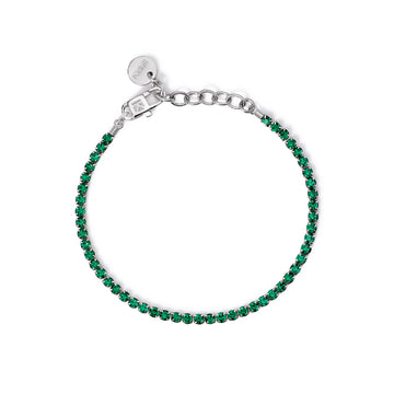Bracciale tennis Kidult Style in acciaio con cristalli verdi Regolabile 15,5-18 cm