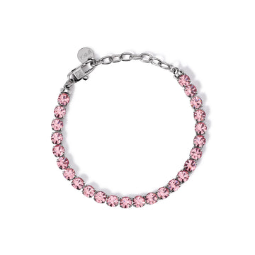 Bracciale tennis Kidult Style in acciaio e cristalli rosa Regolabile 16-19,5 cm
