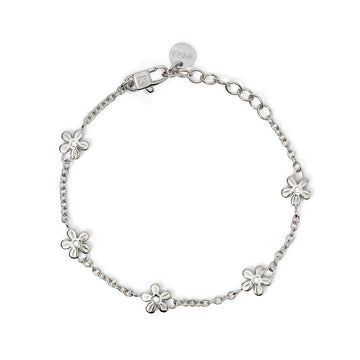 Bracciale catena fiori e cristalli Kidult Style in acciaio Regolabile 16-19 cm