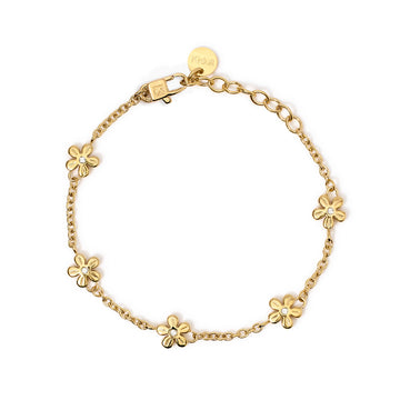 Bracciale catena fiori e cristalli Kidult Style pvd gold Regolabile 16-19 cm