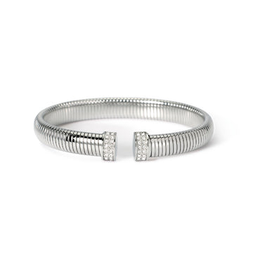 Bracciale maglia snake Kidult Style acciaio e zirconi diametro 5,9 x 4,5 cm