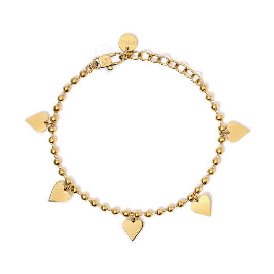 Bracciale catena cuori Kidult Style acciaio dorato Regolabile 16-19 cm