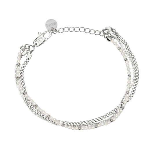 Bracciale catena multifilo Kidult Style acciaio perle e sfere Regolabile 16-19 cm