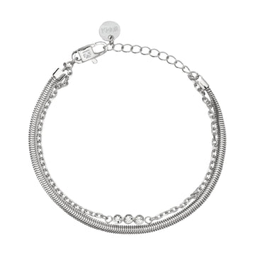 Bracciale catena multifilo Kidult Style acciaio con cristalli Regolabile 16-19 cm