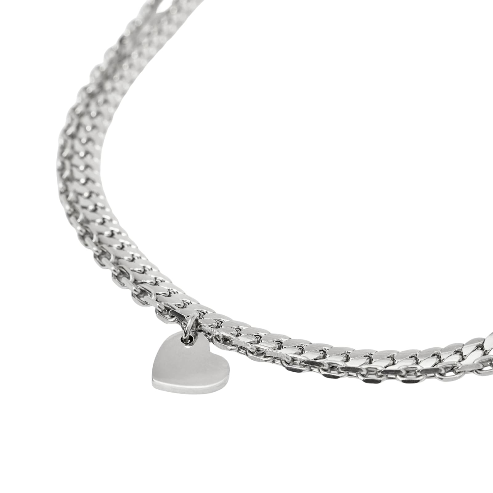 Bracciale multifilo Kidult Style in acciaio e cuore pendente Regolabile 16-19 cm