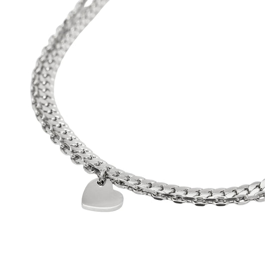 Bracciale multifilo Kidult Style in acciaio e cuore pendente Regolabile 16-19 cm