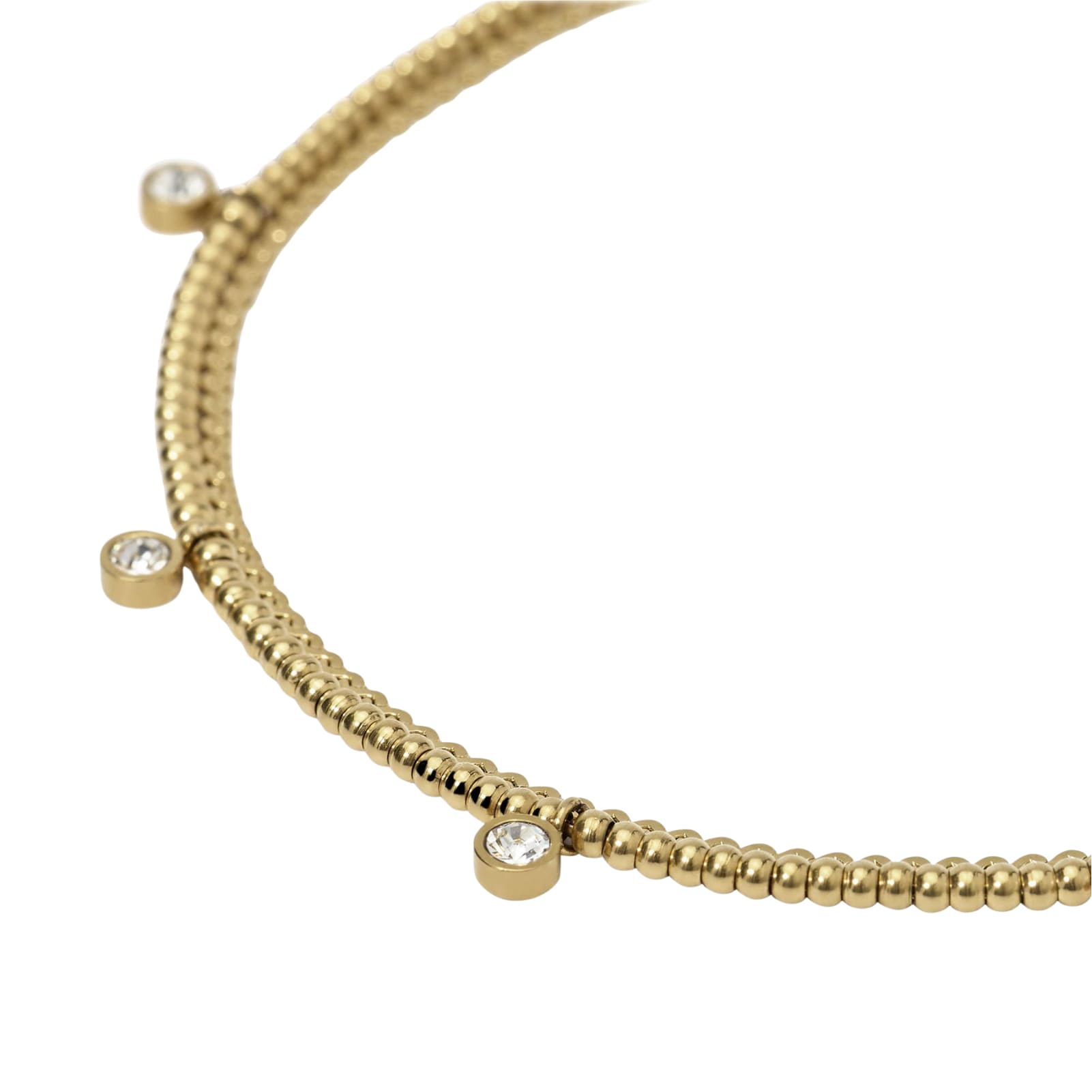 Bracciale multifilo Kidult Style acciaio dorato con cristalli Regolabile 16-19 cm