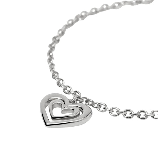 Bracciale catena Kidult Style in acciaio con cuore pendente Regolabile 16-19 cm