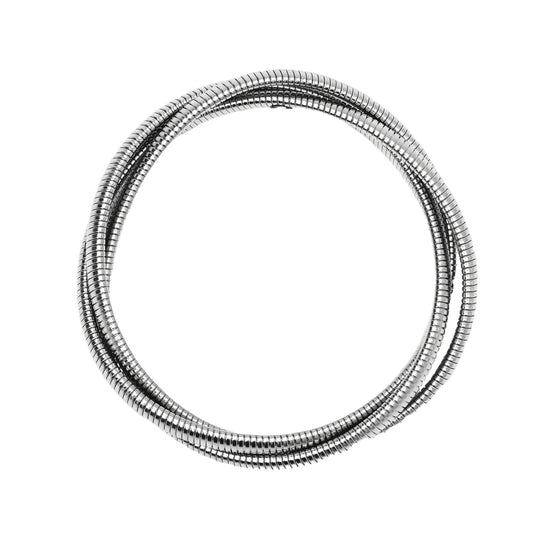 Bracciale rigido Kidult Style da donna intrecciato in acciaio diametro 6 cm