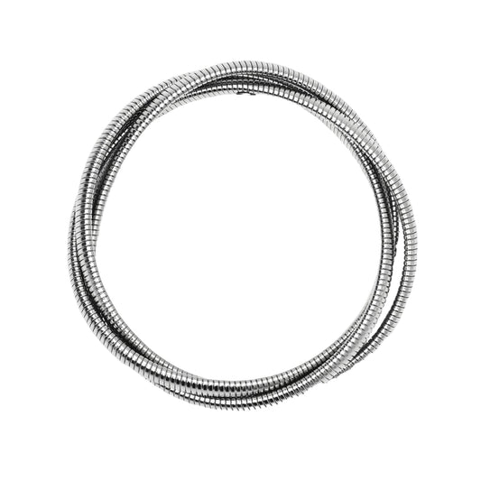 Bracciale rigido Kidult Style da donna intrecciato in acciaio diametro 6 cm