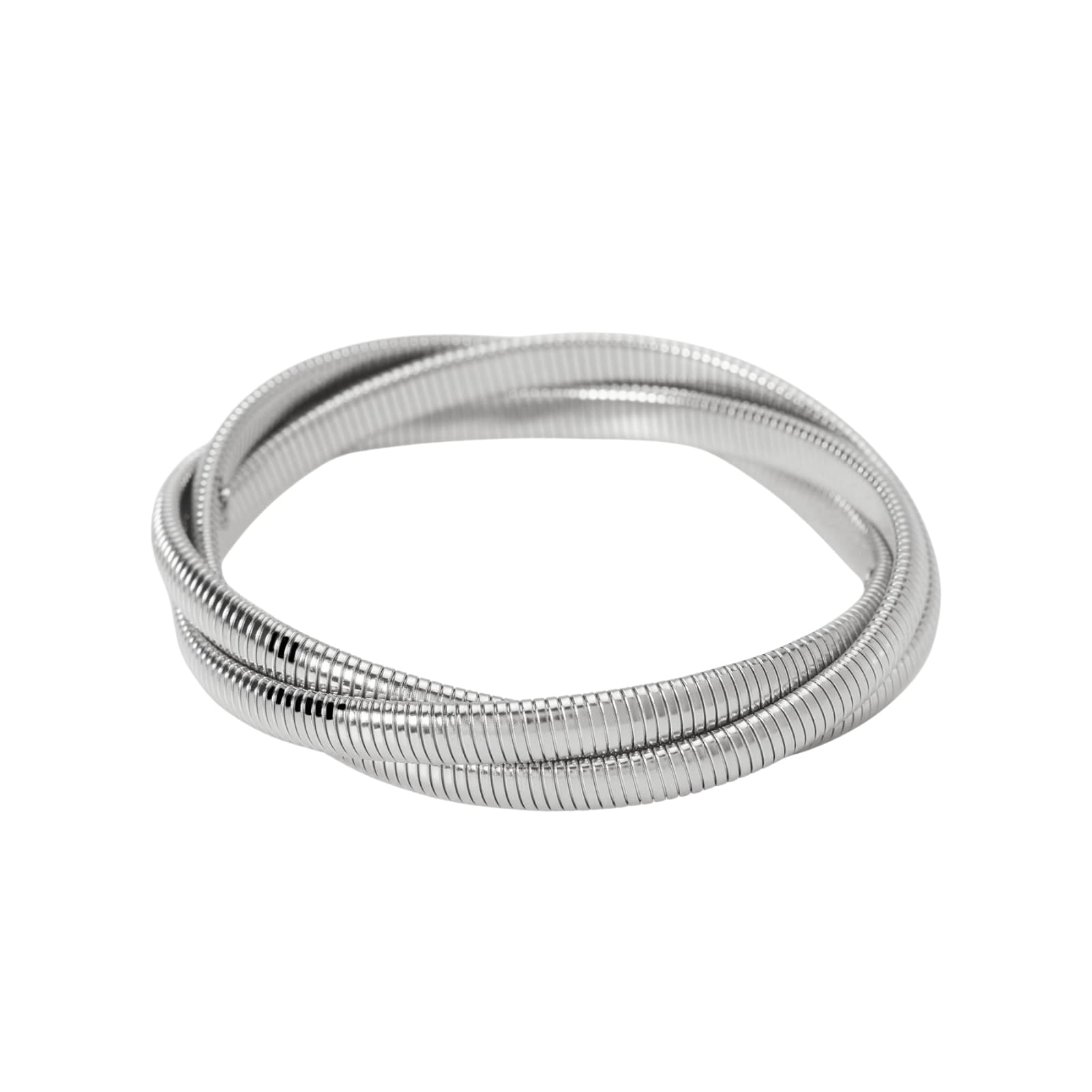 Bracciale rigido Kidult Style da donna intrecciato in acciaio diametro 6 cm