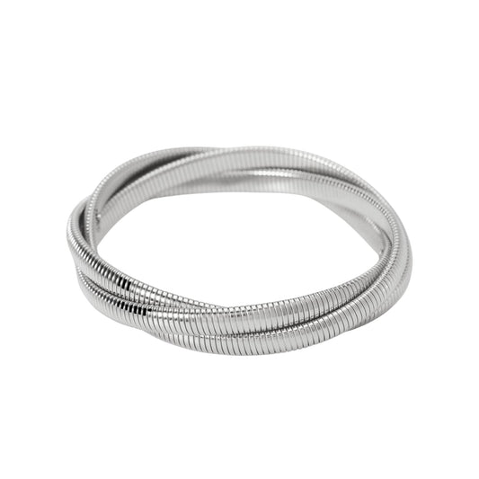 Bracciale rigido Kidult Style da donna intrecciato in acciaio diametro 6 cm