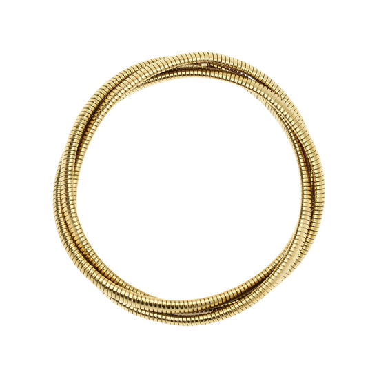 Bracciale rigido Kidult Style intrecciato in acciaio dorato diametro 6 cm