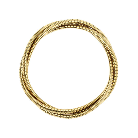 Bracciale rigido Kidult Style intrecciato in acciaio dorato diametro 6 cm