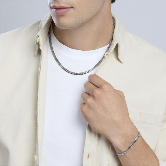 Bracciale Kidult Style in acciaio catena piatta da uomo 21 cm