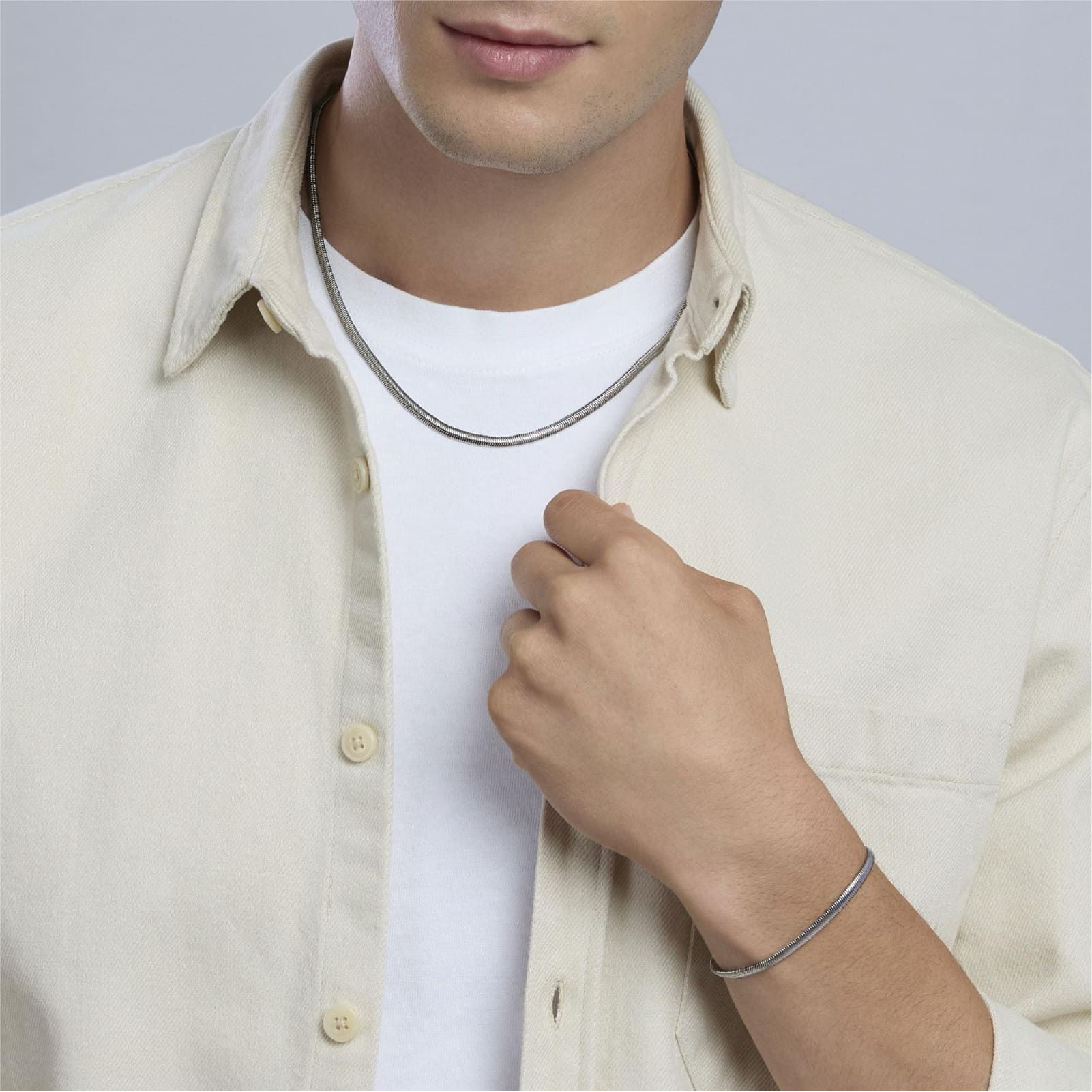 Bracciale Kidult Style in acciaio catena snake da uomo 21 cm