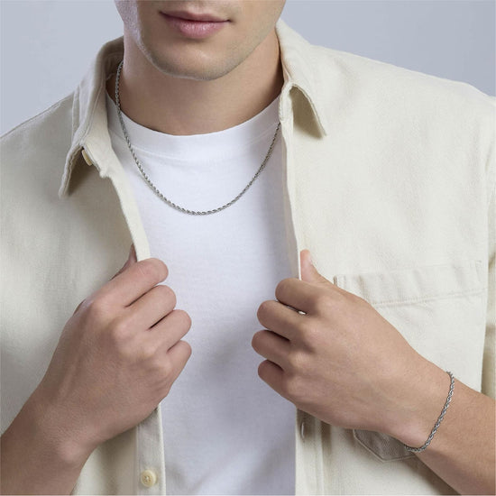 Bracciale catena Kidult Style in acciaio catena corda da uomo 21 cm