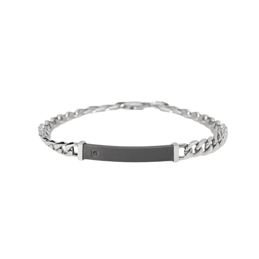Bracciale Kidult Style in acciaio pvd nero con targa da uomo 21 cm