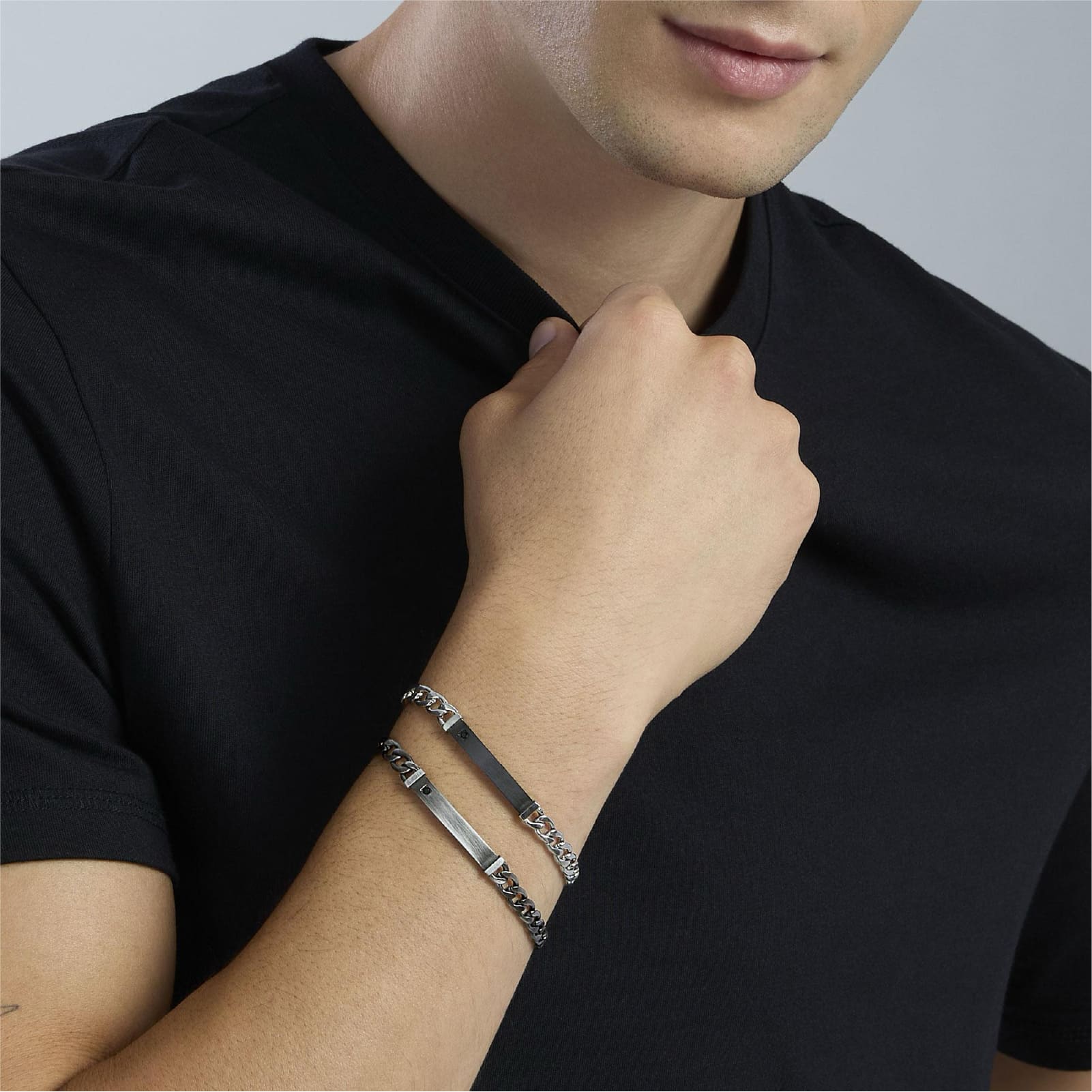 Bracciale Kidult Style in acciaio pvd nero con targa da uomo 21 cm