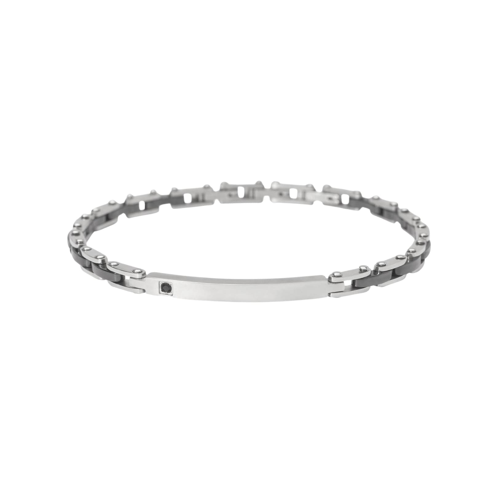 Bracciale Kidult Style in acciaio pvd gun e ceramica da uomo 21 cm