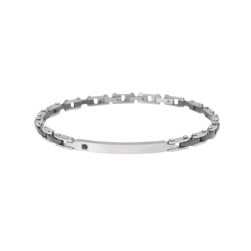 Bracciale Kidult Style in acciaio pvd gun e ceramica da uomo 21 cm