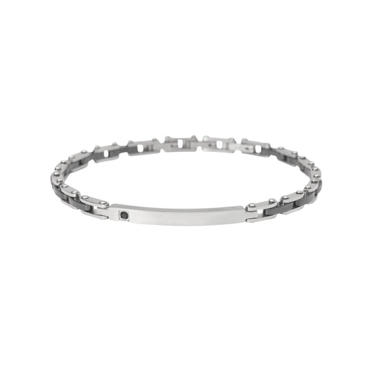Bracciale Kidult Style in acciaio pvd gun e ceramica da uomo 21 cm