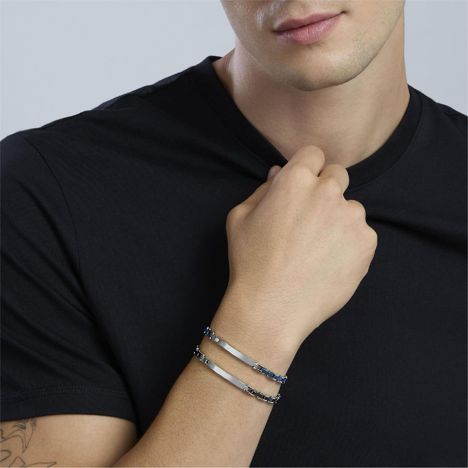 Bracciale Kidult Style in acciaio pvd gun e ceramica da uomo 21 cm