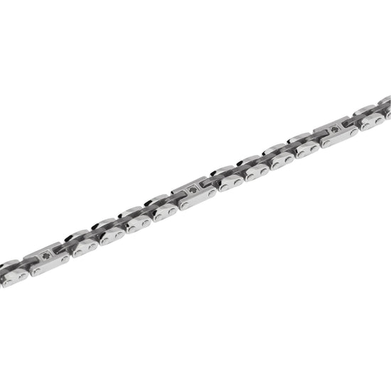 Bracciale Kidult Style in acciaio cristallo nero da uomo 20 cm
