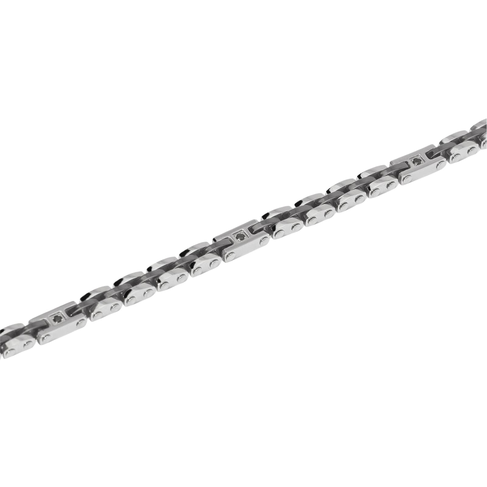 Bracciale Kidult Style in acciaio cristallo nero da uomo 20 cm