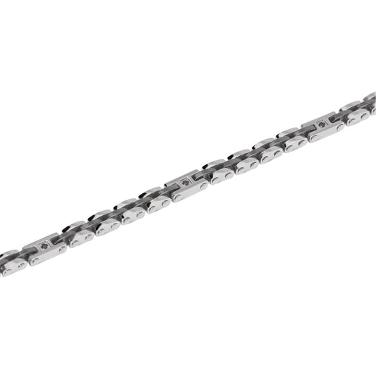 Bracciale Kidult Style in acciaio cristallo nero da uomo 20 cm