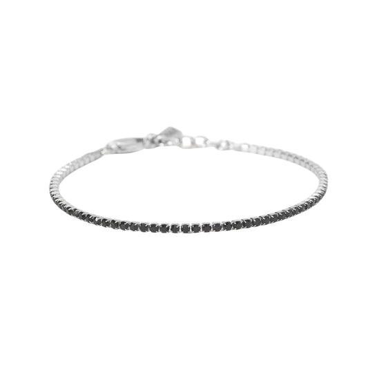 Bracciale Kidult Style in acciaio cristalli neri da uomo 20,5 cm